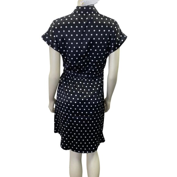 French Connection Women's Satin Blk/White Polka Dot Dress Sm NWT - Picture 10 of 12
